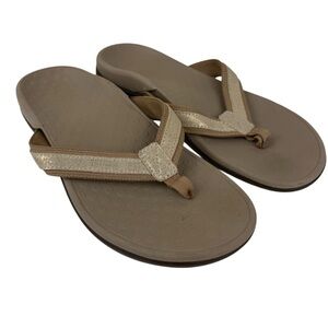 Vionic Tide II Flip Flop Metallic Linen Sz 8